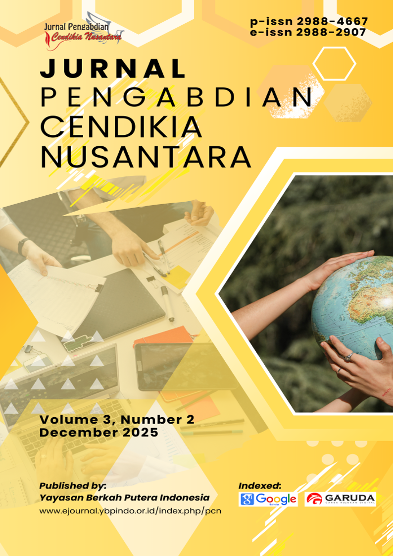 					View Vol. 3 No. 2 (2025): Jurnal Pengabdian Cendikia Nusantara
				
